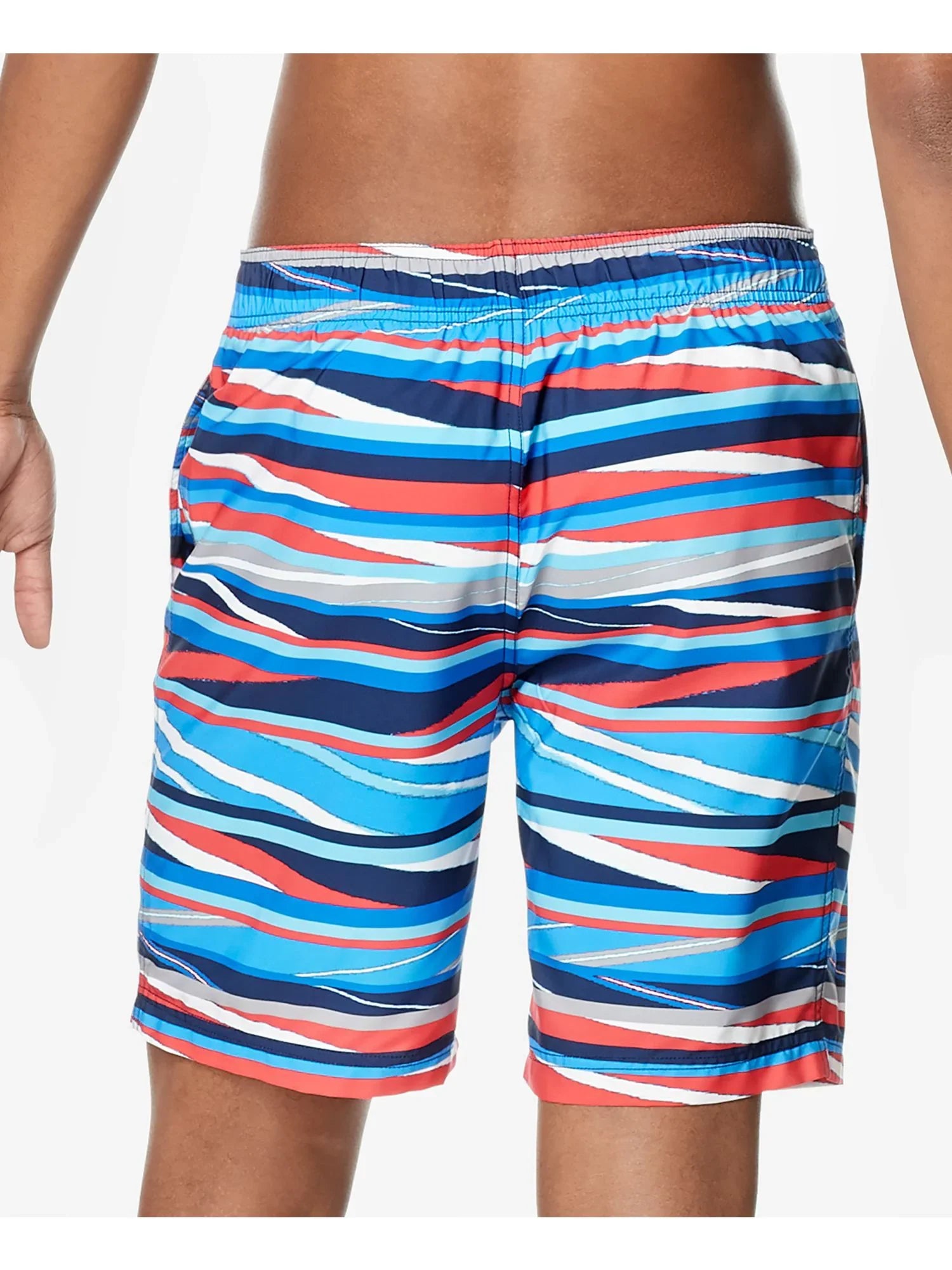 SPEEDO Mens Stripe Lane Bondi Red Drawstring Striped Performance Stretch Shorts XXL