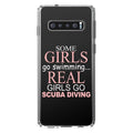 DistinctInk Clear Shockproof Hybrid Case for Samsung Galaxy S10+ PLUS (6.4" Screen) - TPU Bumper Acrylic Back Tempered Glass Screen Protector - Real Girls Go Scuba Diving