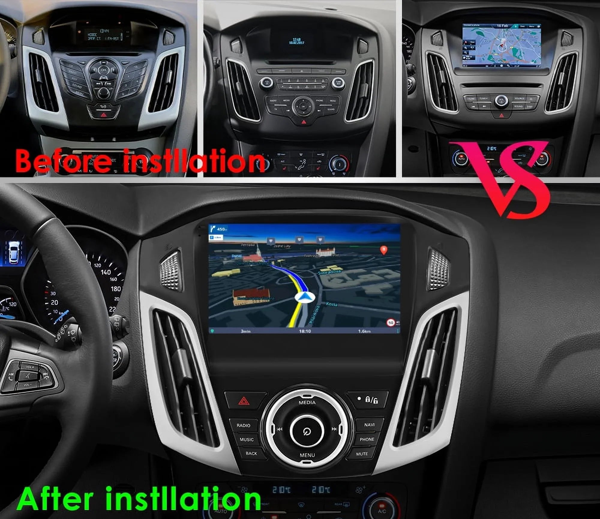 For Ford Focus 2012 2013 2014 2015 2016 2017 Android 12.0 Wifi 2+32GB Car Stereo Radio Head Unit GPS Navigation RDS Carplay Player