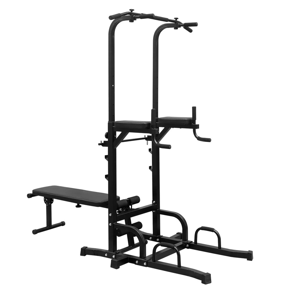 GIKPAL Power Tower Dip Station with Bench Pull Up Bar Stand Adjustable Height Heavy Duty Multi-Function Fitness Training Equipment for Home Office Gym
