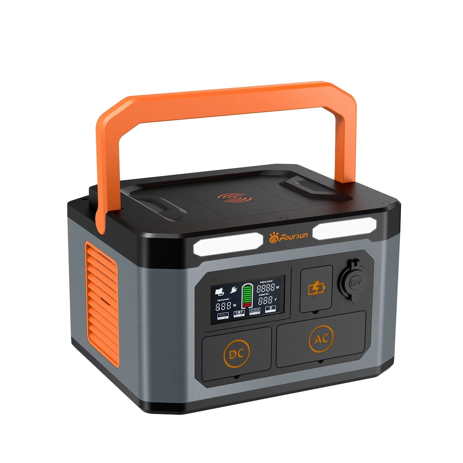Foursun 1500W(3000W Peak) Portable Power Station,1598.4Wh with 2 x 1500W AC Outlets ,Wireless charge,PD 65W,Solar Generator for Home Backup, Emergency, Camping