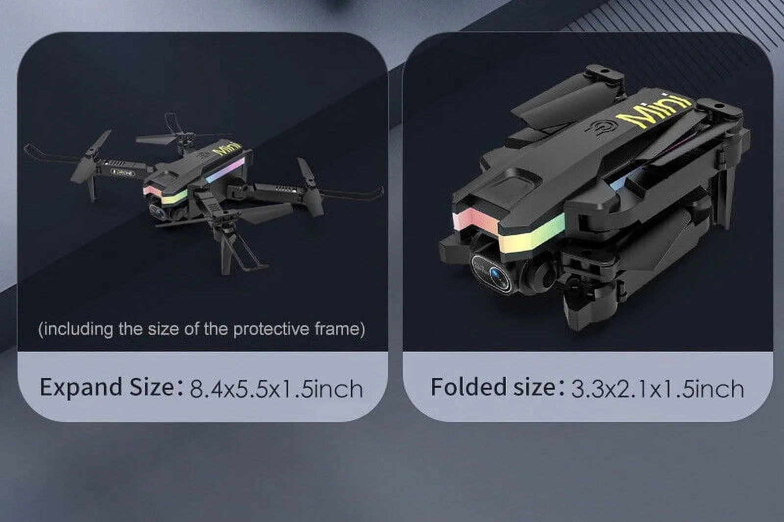 JahyShow SkyCapture Mini Drone - Black Folding Quad with 4K HD Dual Camera - Aerial Photography Pro