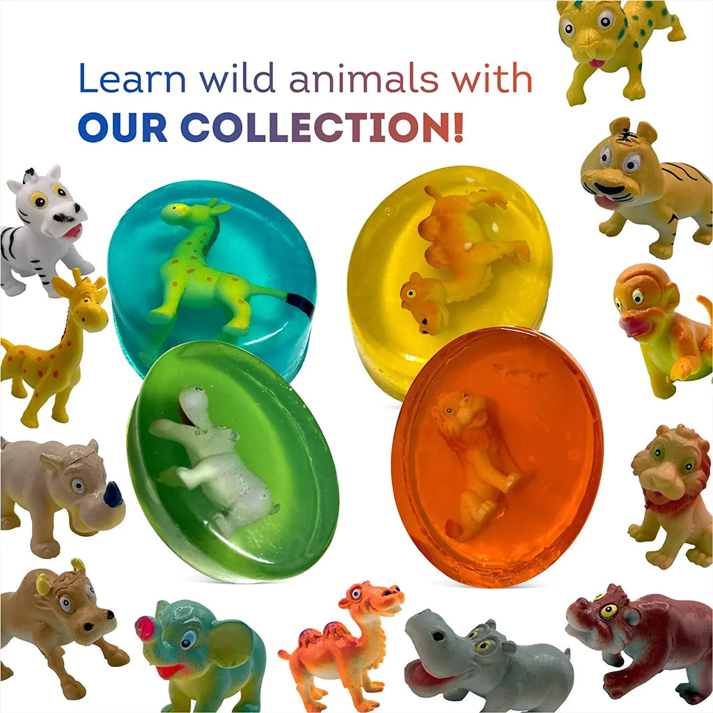 Kids Soap with Toys Inside Funny Animals Surprise Glycerin Soap Bar Collect All 12 Wild Animals Toys Moisturizing Handmade in USA Natural and Safe by Relaxcation 4 Set