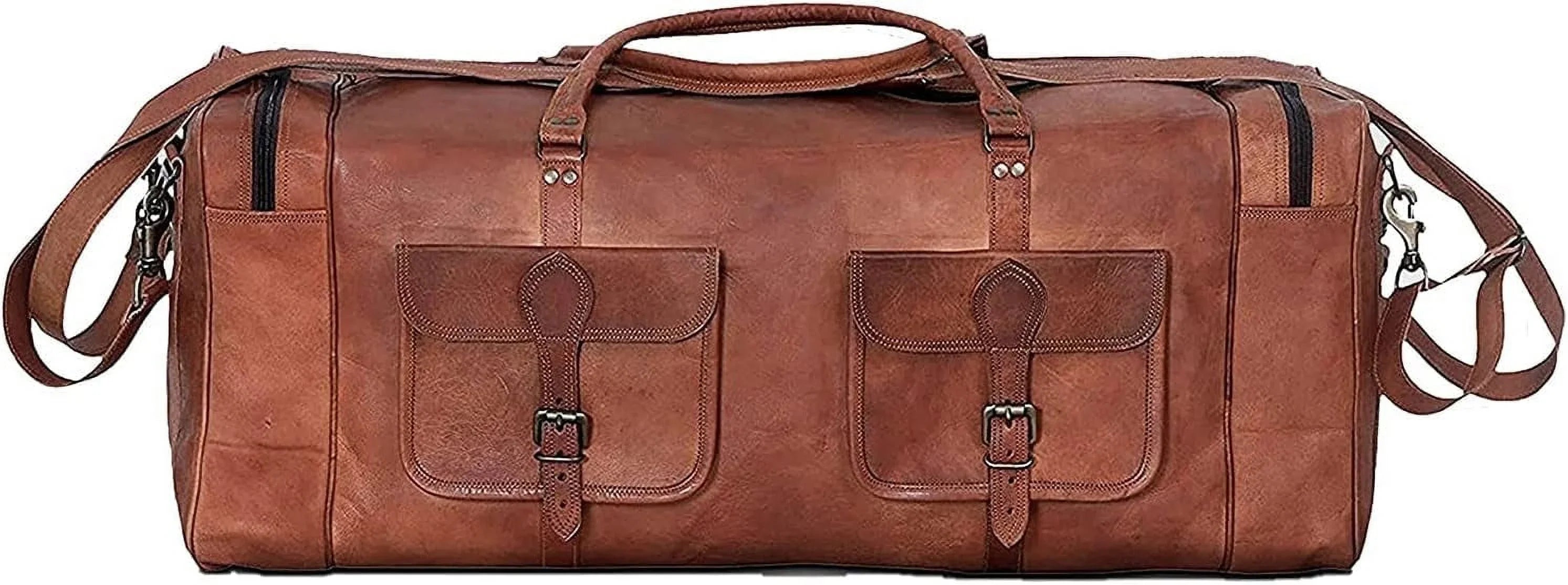 Rajeriya-32 inch Large Leather Duffel Bag for Men | Holdall Travel Bag | Weekender Luggage Bag | Overnight Carryon Gym Sports Duffel Bag for Men and Women