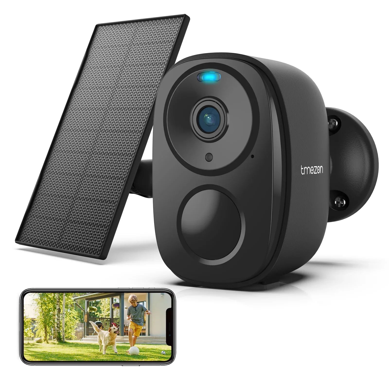 Outdoor Security Camera Wireless WiFi, PTZ 360° View, Spotlight & Siren, 2K/3MP Color Night Vision, Solar Outdoor Security Camera, White