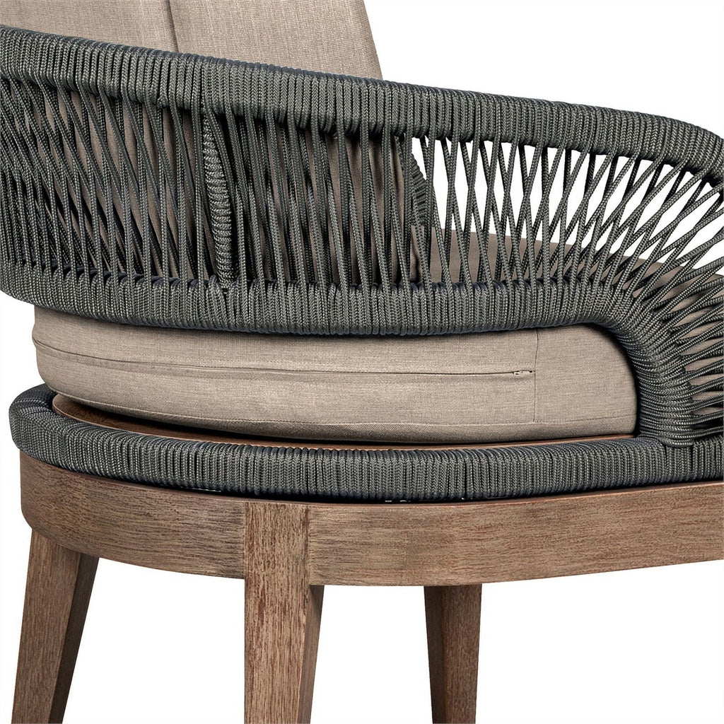 Glendora Beckham Outdoor 7 Piece Live Edge Dining Set in Eucalyptus and Rope