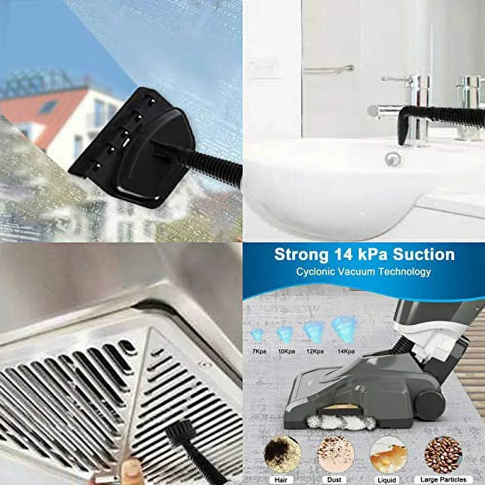 Multi-Function Steam Mop 10 In 1, Fast 20 sec Heating Up, Stream Clearner Suitable for All Types of Carpet/Floor, 300 ml, 1500 W, 3.5M Wire, White/Green