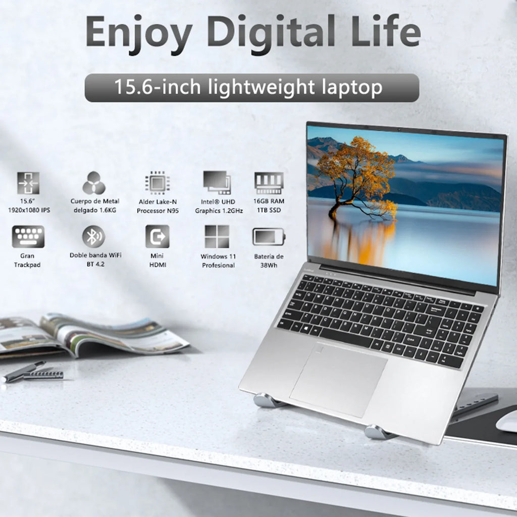 KUU Yepbook-2 Laptop Ultra Slim 15.6" Laptop Windows 11, N95 16GB RAM 1TB SSD Laptop With Bluetooth,HDMI