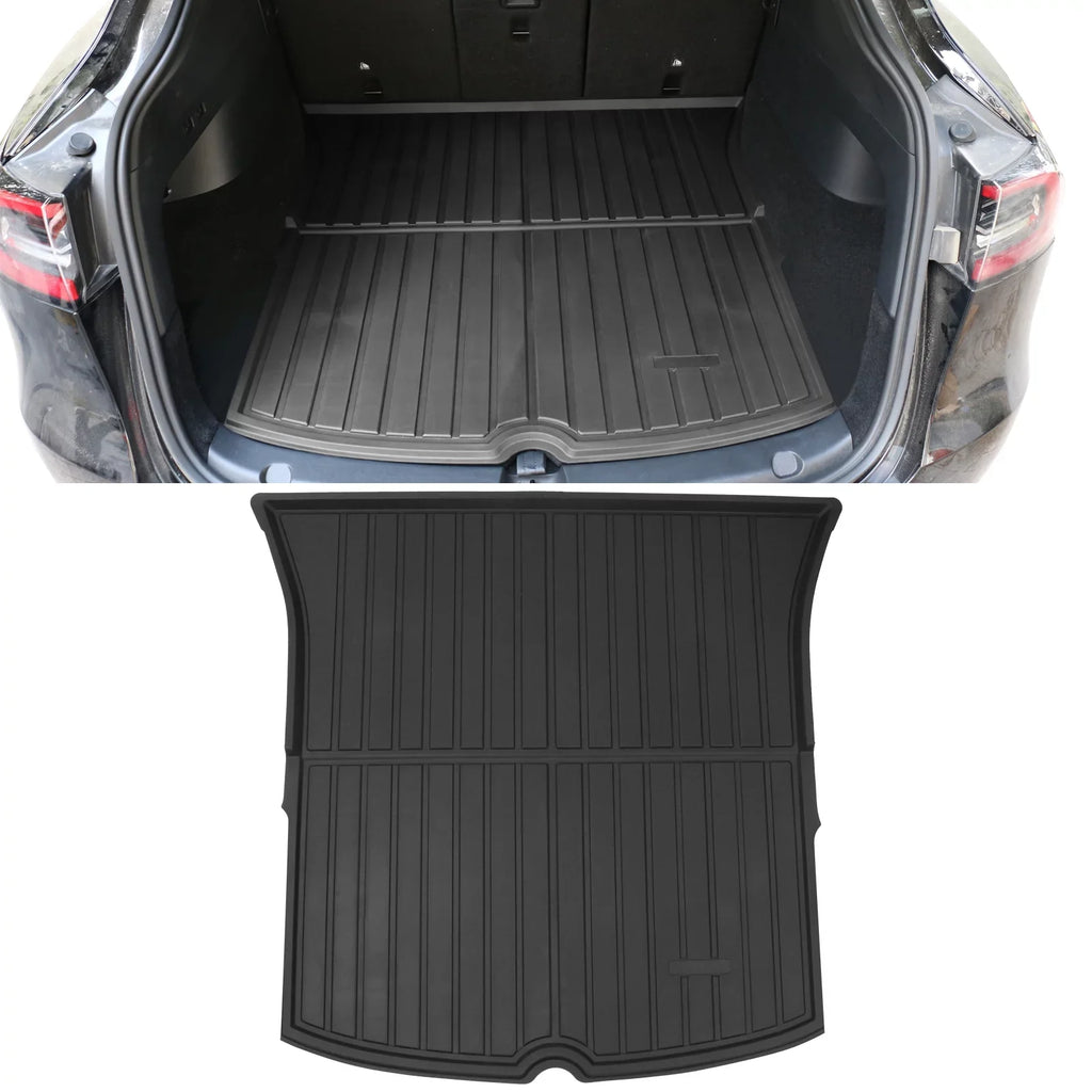 Ikon Motorsports Trunk Mats Cargo Liner Matching with 2020-2023 Tesla Model Y Black Injection TPE All Climate Waterproof Anti-Slip Frunk Trunk Under Cargo Storage Liner Mat Interior Accessories