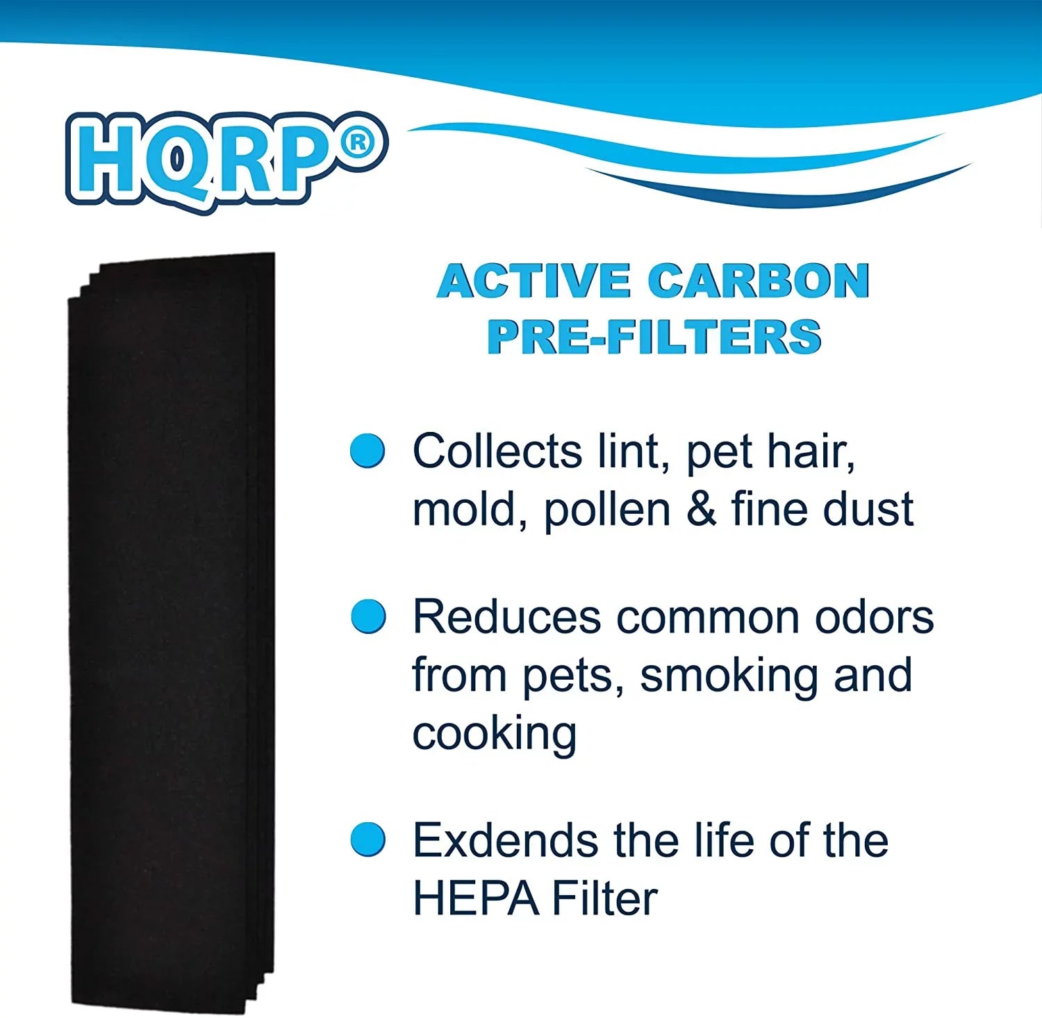 HQRP Filter Kit for Lowe's 560976 LOWESRAPF-E-4 FLT5000; Idylis 3-Speed 193-sq ft / IAP-GG-125 Air Purifier ENERGY STAR, 2pcs Cartridge Filters & 4pcs Carbon Pre-Filters (Reserve)