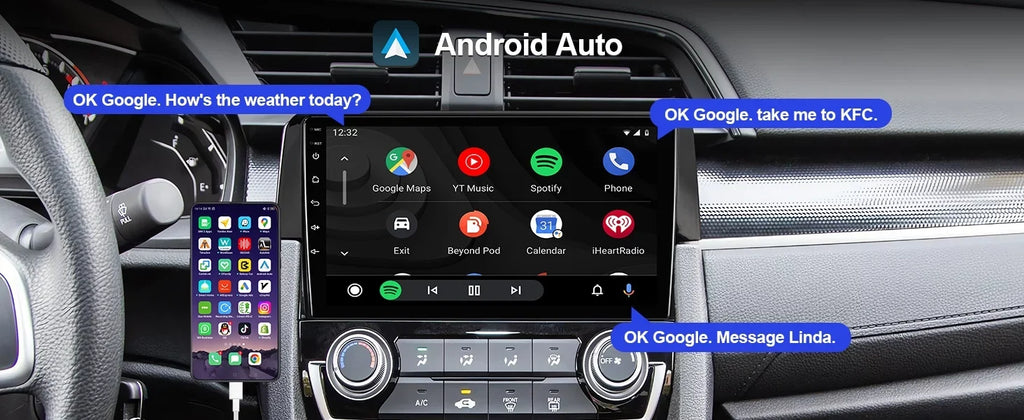 Android 10 Double Din Car Stereo for Honda Civic 2016-2020 with 9 Inch Touchscreen Radio Built-in Wireless Carplay/Android Auto/GPS/Bluetooth/FM/AUX-in/Steering Wheel Control Backup Camera 2+32G