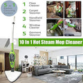 Multi-Function Steam Mop 10 In 1, Fast 20 sec Heating Up, Stream Clearner Suitable for All Types of Carpet/Floor, 300 ml, 1500 W, 3.5M Wire, White/Green