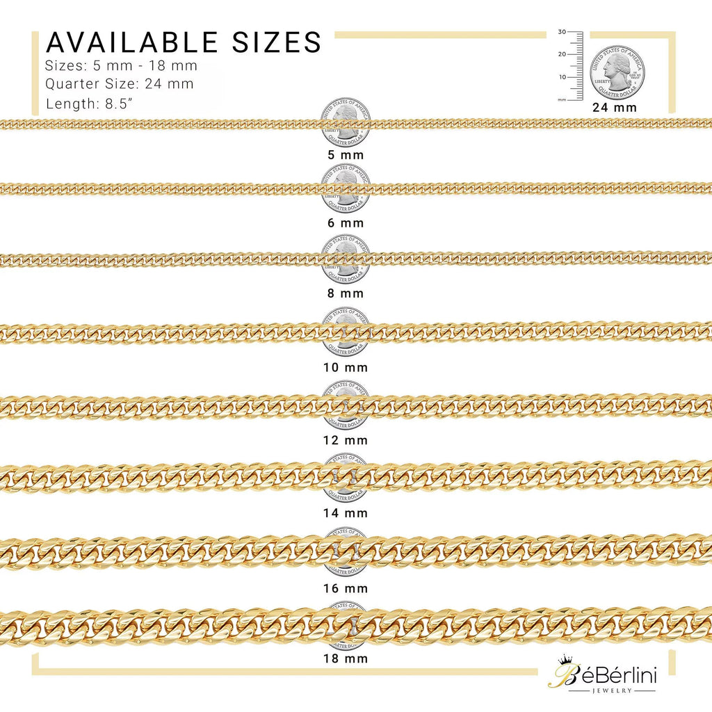 BEBERLINI Cuban Link Bracelet 14K Gold Plated Curb Chain 9" Stainless Steel Fashion Jewelry for Adult Men 16 mm