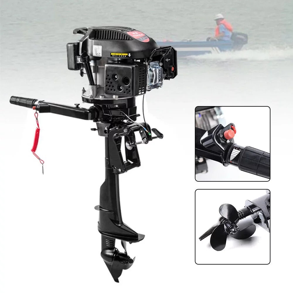6 HP 4-Stroke Heavy Duty Outboard Motor Fishing Craft Engine Air Cooling System