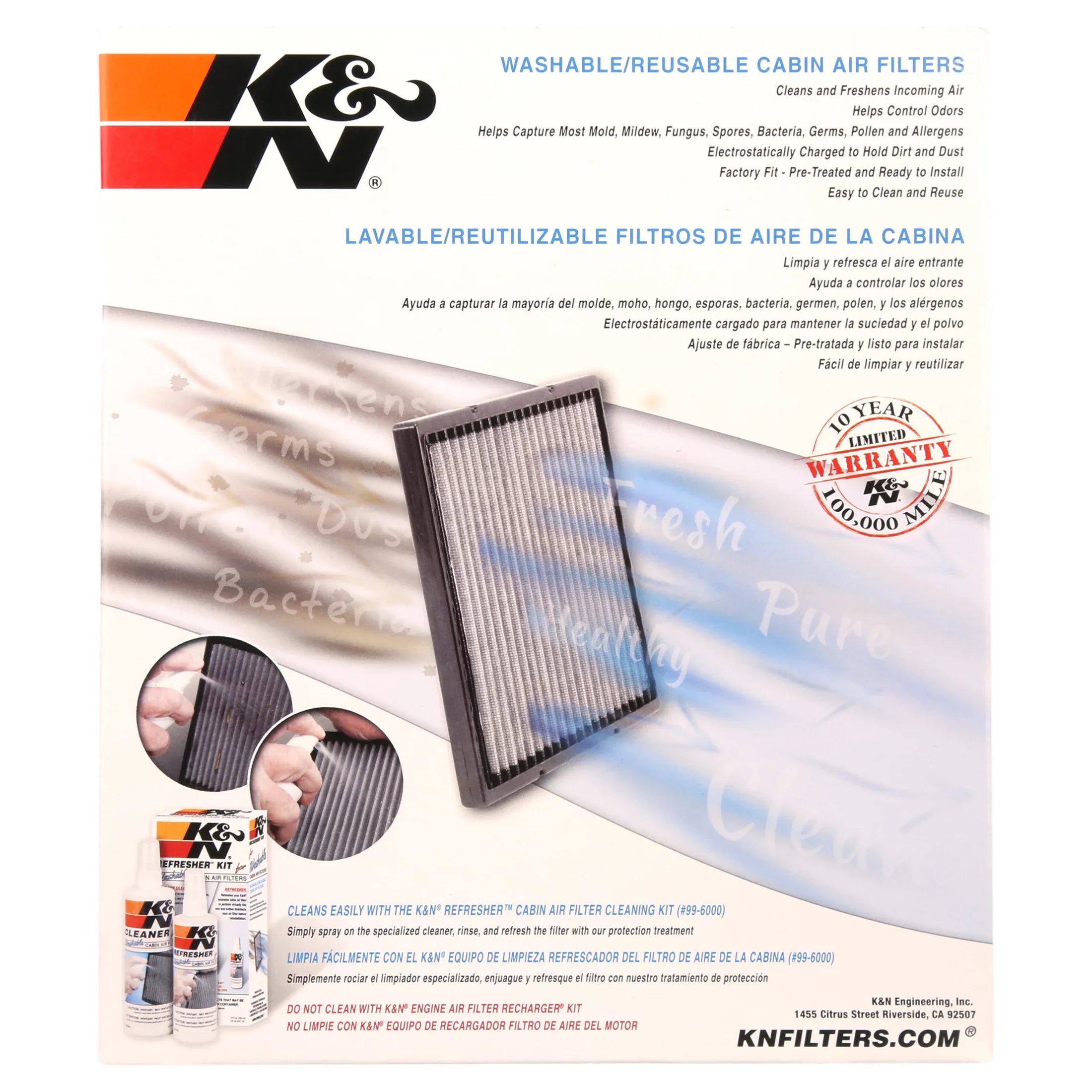 K&N VF2006 Washable & Reusable Cabin Air Filter Cleans and Freshens Incoming Air for your Chevrolet, Pontiac, Saturn Fits select: 2005-2010 CHEVROLET COBALT, 2006-2011 CHEVROLET HHR