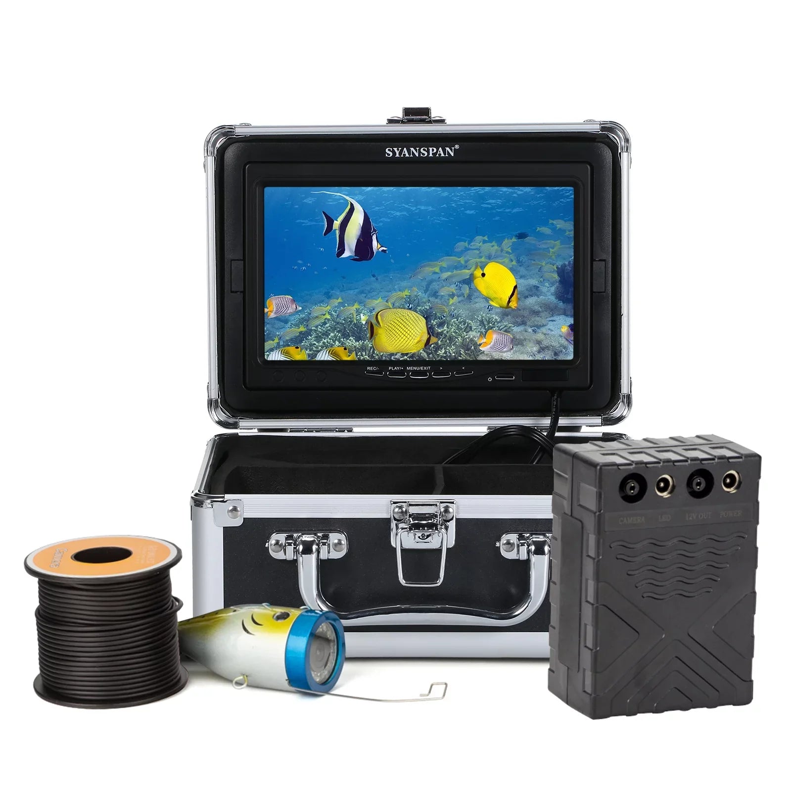 moobody Underwater Fishing Camera Fish Finder with 12LEDs 7Inch/9Inch LCD Display 15M/30M/50M Cable IP68 Waterproof for Sea Lake Craft Ice Fishing