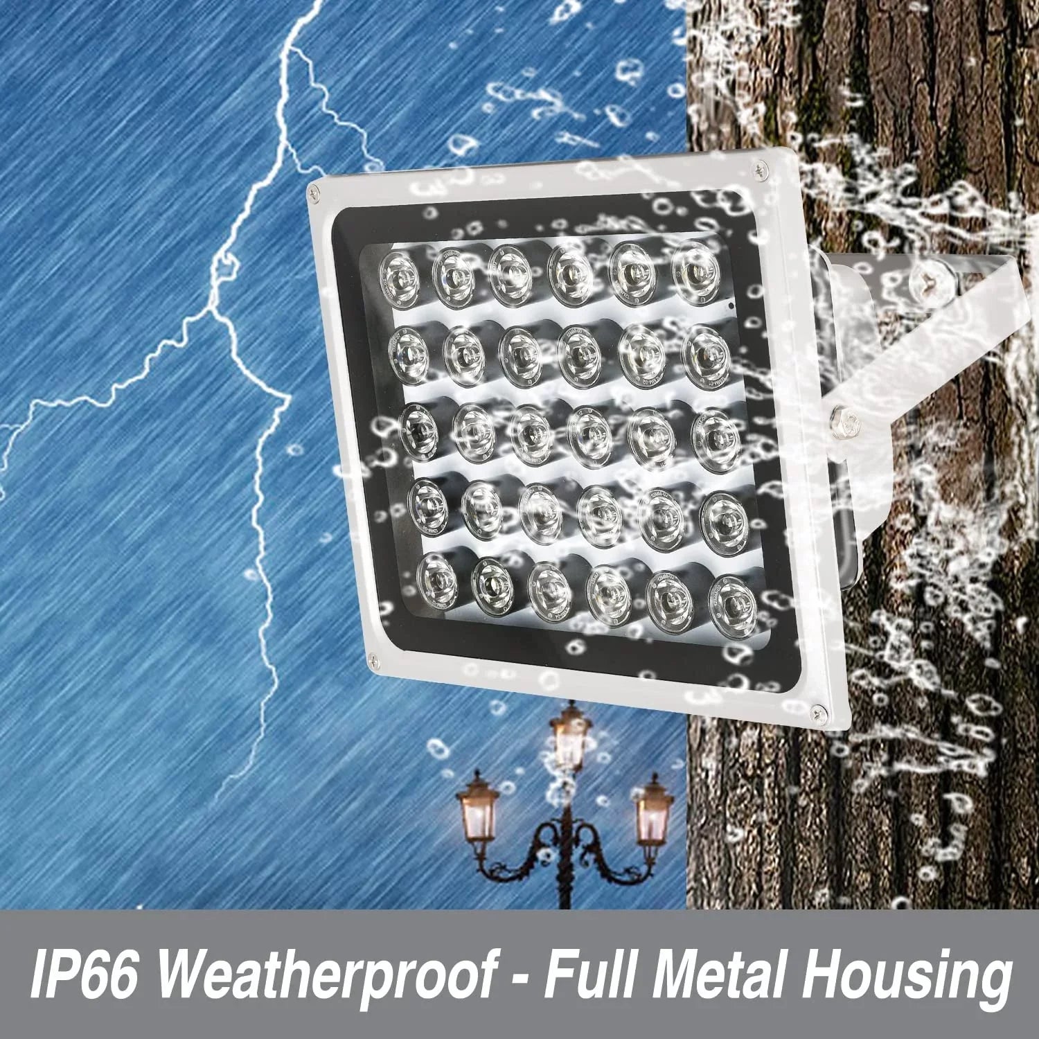 2PCS IR Illuminator Long Range up to 330ft/100m,30-LEDs 850nm,IR Infrared Light for Security Camera, Waterproof, Auto ON/Off, Metal Housing, Long Life time up to 25000 Hours