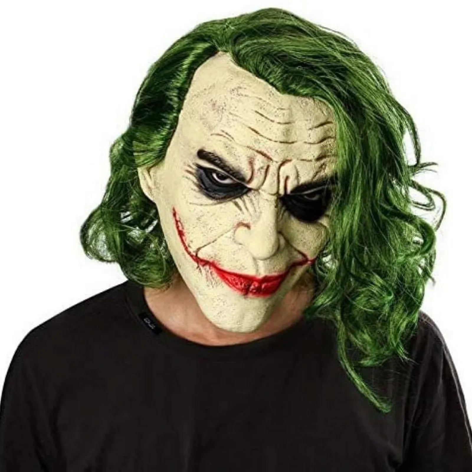 Lelaffet Joker Mask Adult Vinyl Full Head Masks with Green Hair Accessory