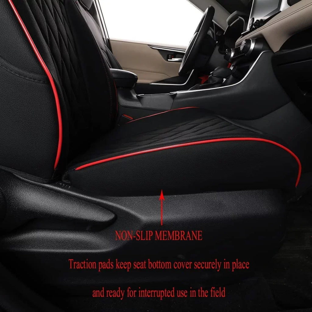 EKR Custom Fit Taos Car Seat Protection for Volkswagen Taos S SE 2022 2023-Full Set Leather Auto Seat Coating with Red Trim)