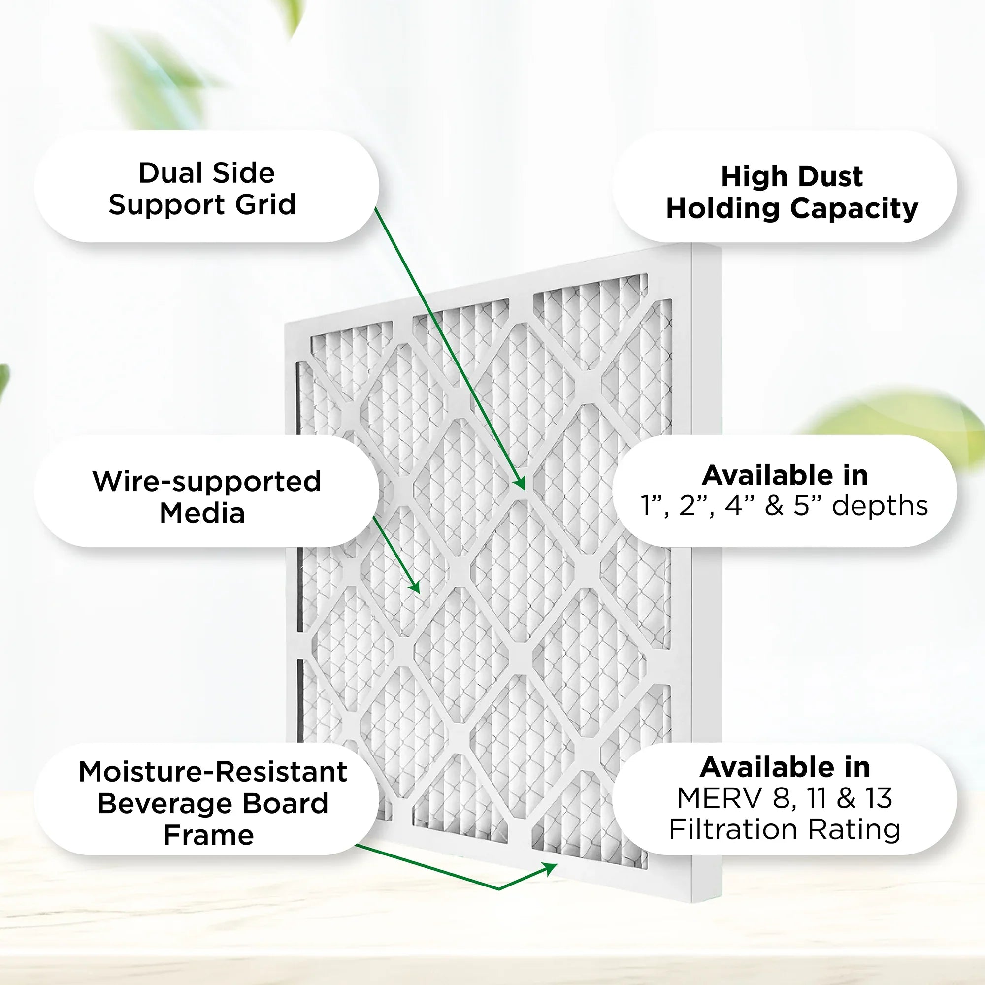 Pamlico Air 12x12x1 MERV 8 Pleated AC Furnace Air Filters. Case of 12. Actual Size: 11-3/8 x 11-3/8 x 3/4