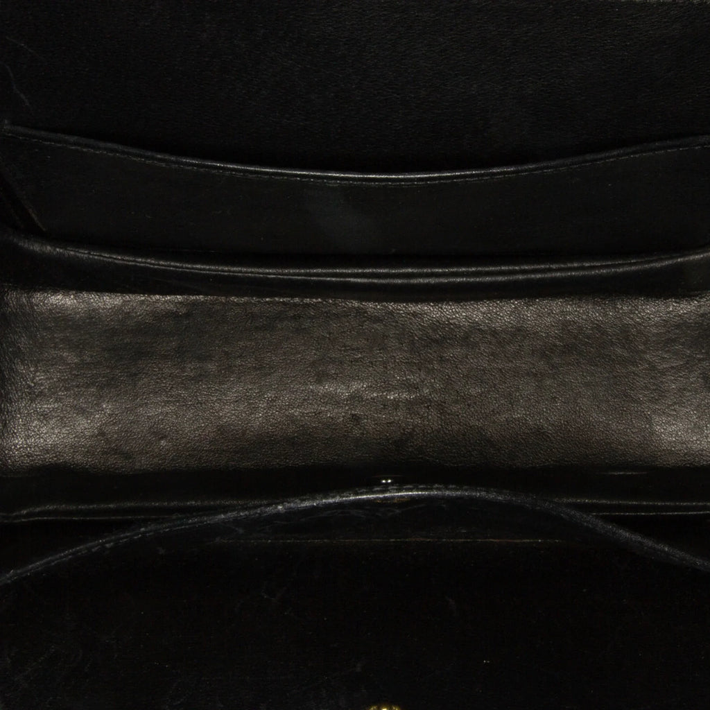 Pre-Owned Authenticated Gucci Bamboo Night Calf Leather Black Handbag Top HandleBag Unisex (Good)
