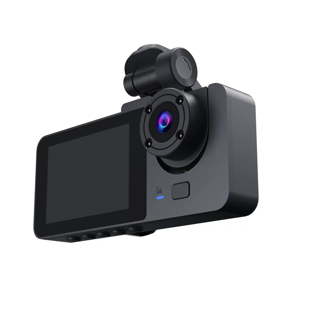 Shinysix 1080P DVR Dash Camera Front & Inside & Rear Camera Driving Recorder 2 Inch Screen Dashcam Support Night-Vision Loop Recording Motion Detection One-Key Lock