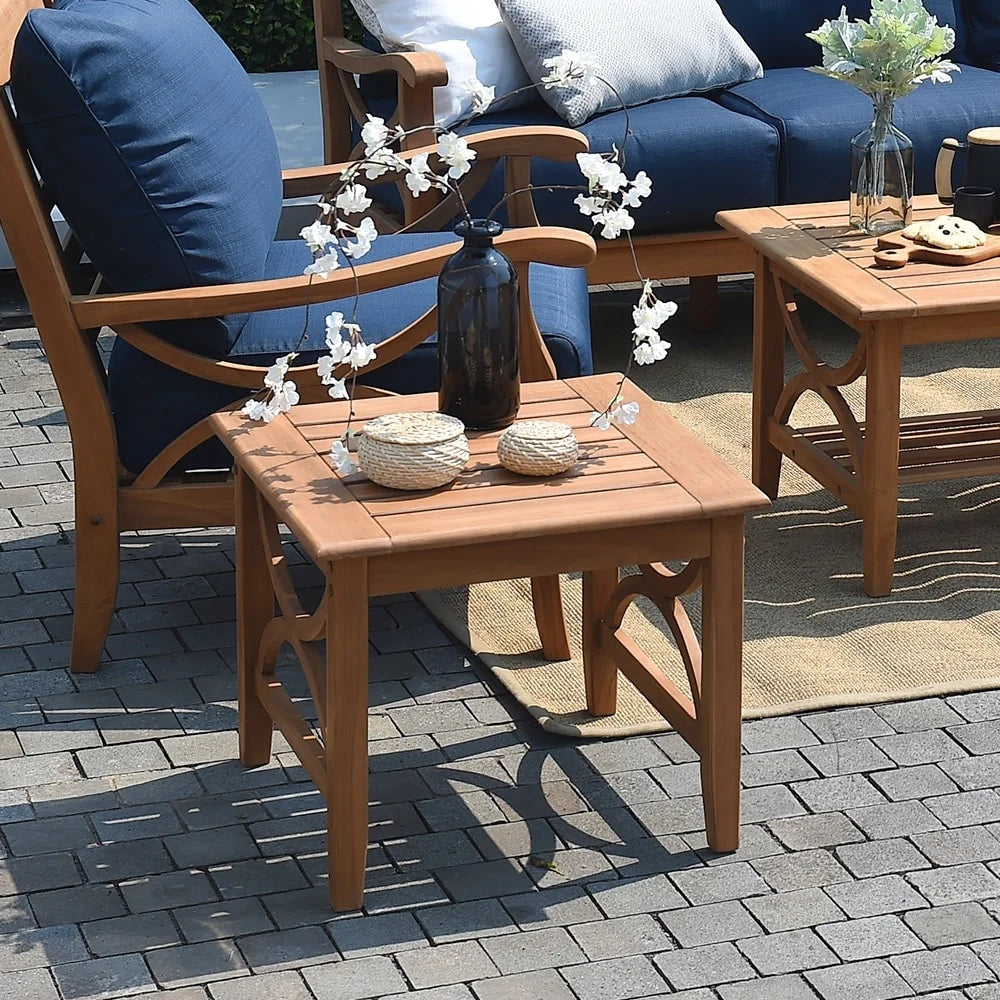 Cambridge Casual Lowell Teak Patio Side Table Condition Gray