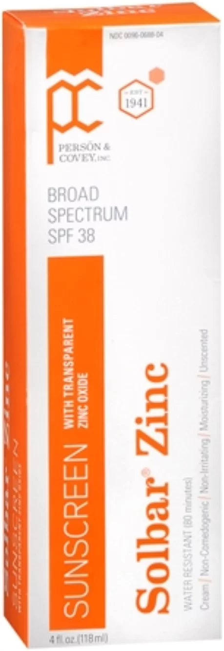 Solbar Zinc Sun Protection Cream SPF 38 4 oz (Pack of 2)