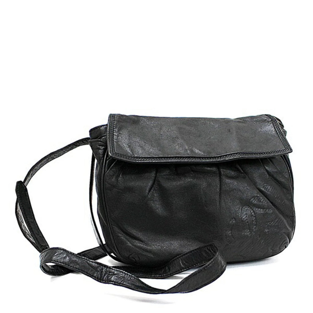 Pre-Owned Loewe Leather Shoulder Bag Anagram Black LOEWE Ladies (Good)