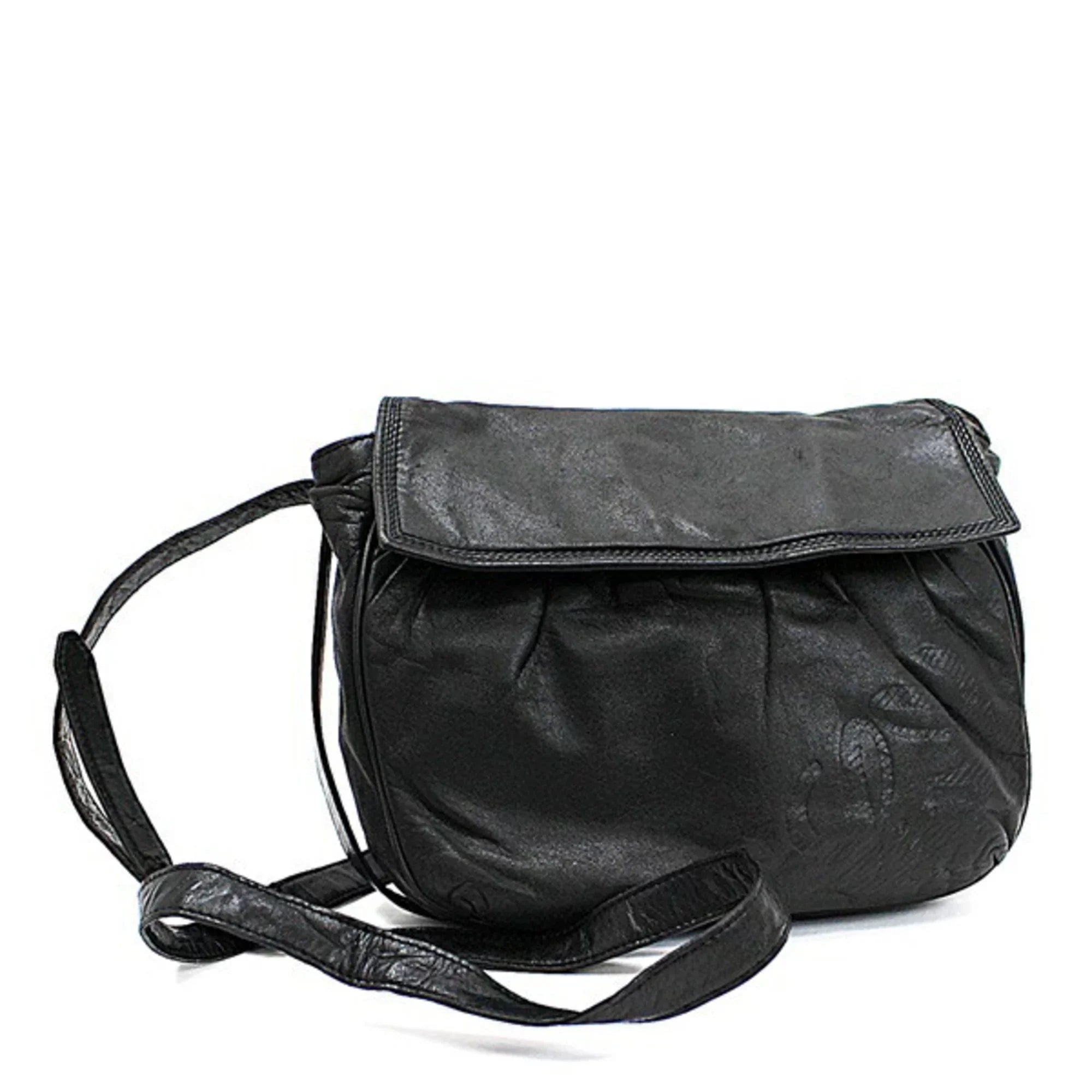 Pre-Owned Loewe Leather Shoulder Bag Anagram Black LOEWE Ladies (Good)