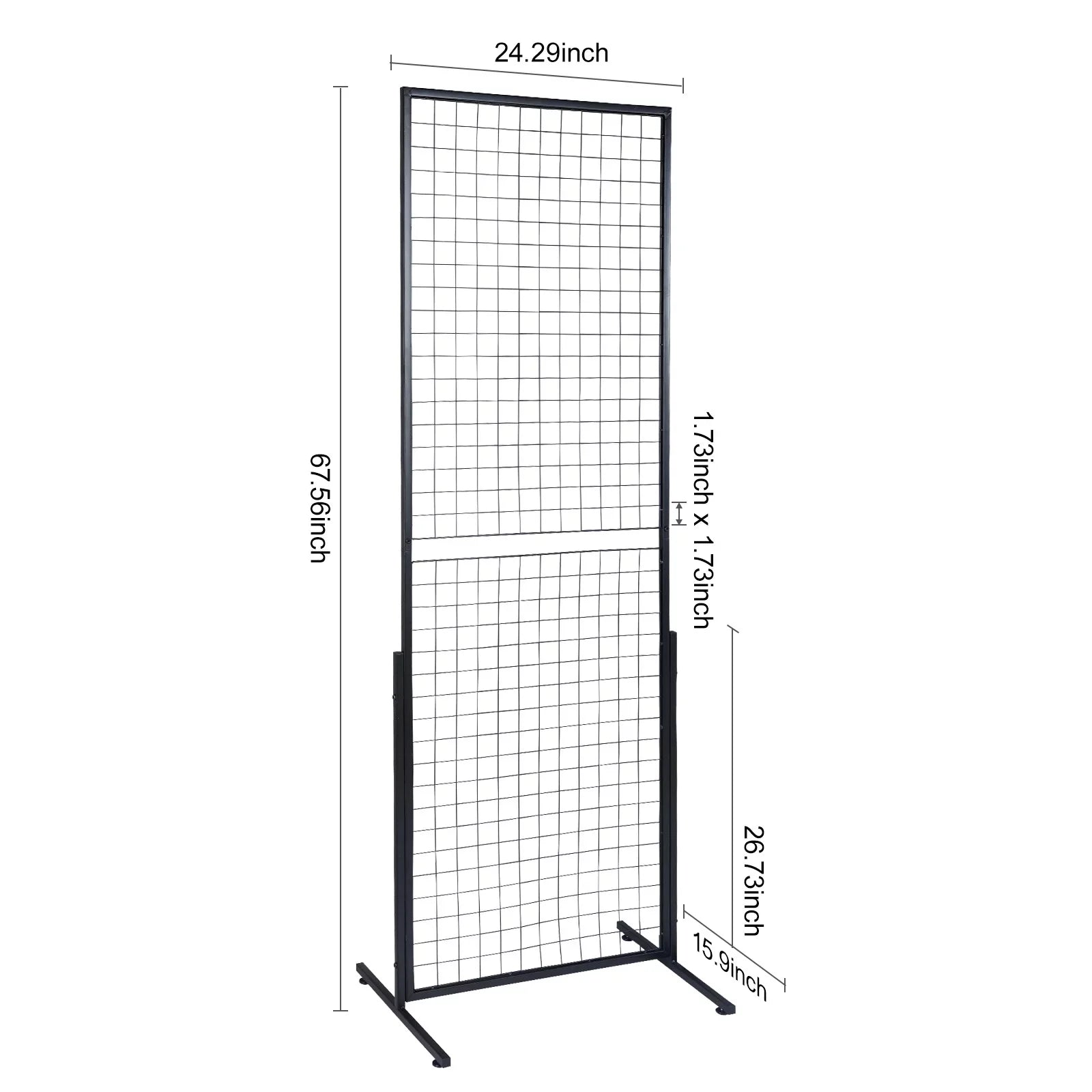BENTISM 2' x 5.6' Grid Wall Panels Tower, 2 Packs Wire Gridwall Display Racks with T-Base Floorstanding, Double Side Gridwall Panels for Art Craft Shows, Retail Display with Extra Clips and Hooks