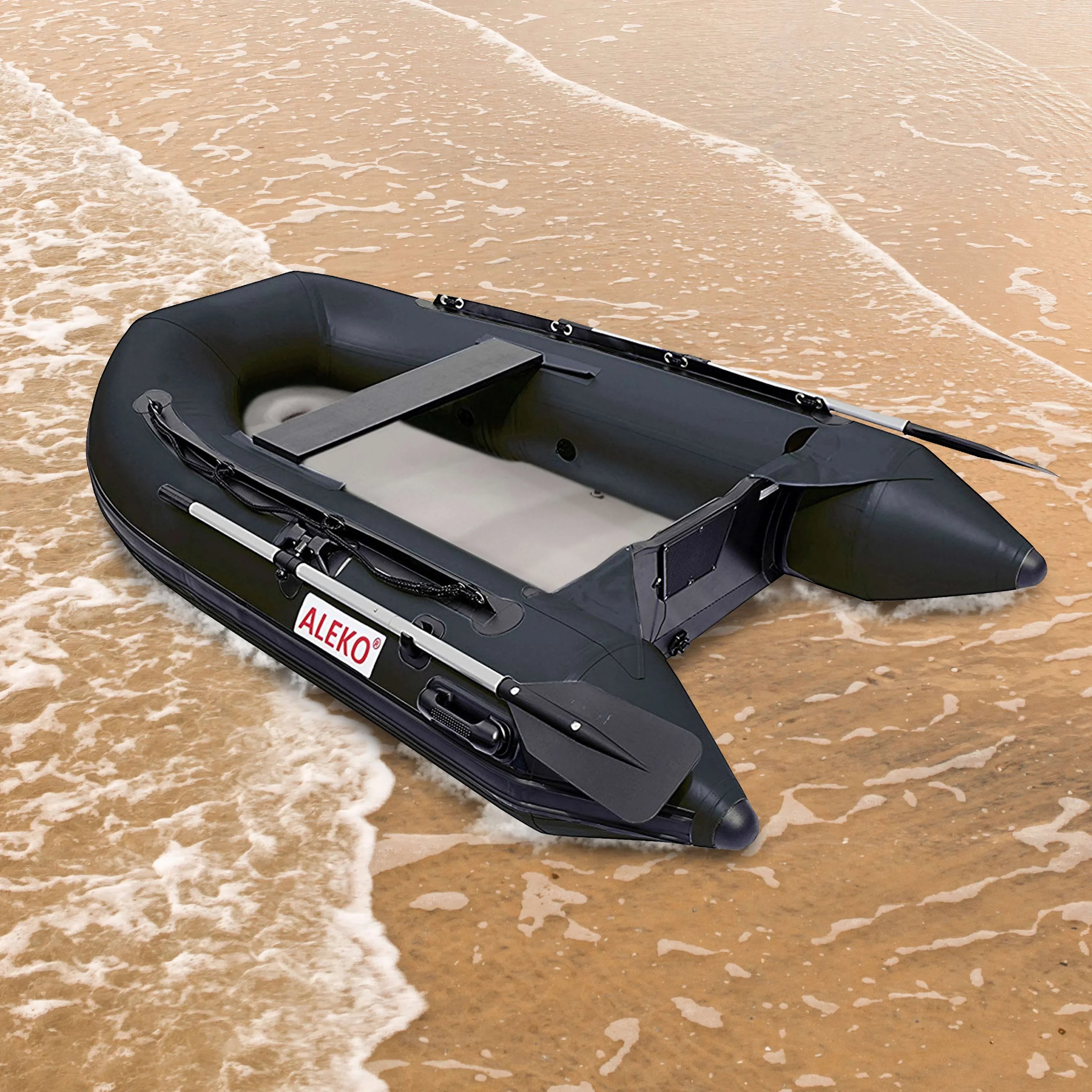 ALEKO Inflatable Air Floor Fishing Vessel - 8.4 Foot - Black