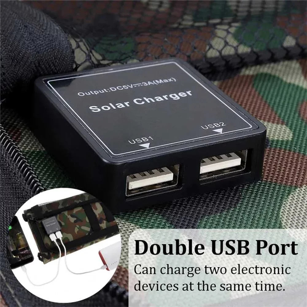 JLLOM Outdoor 80W USB Solar Panel Folding Power Bank Camping Hiking Phone Charger