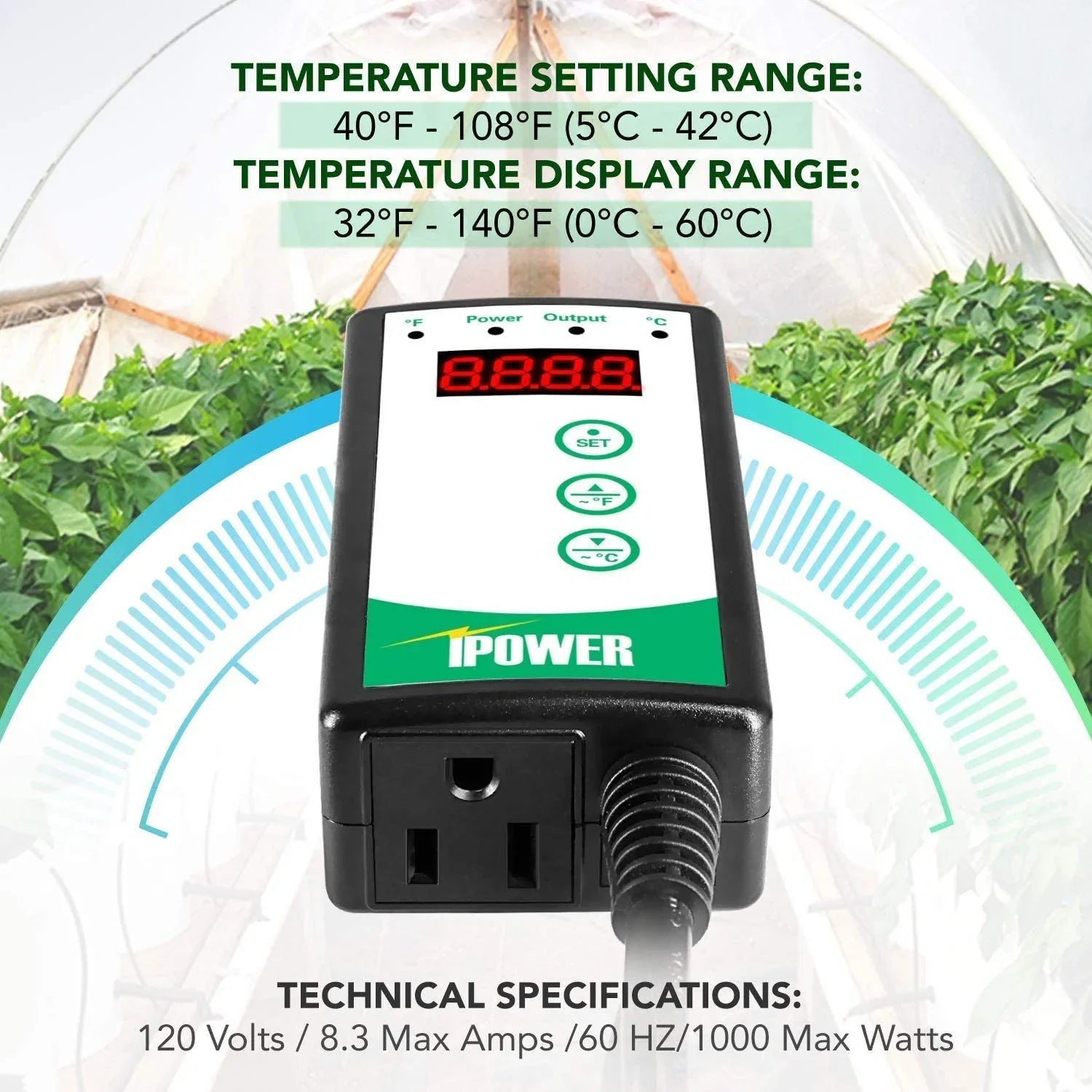 iPower 40-108 Degrees Fahrenheit Digital Heat Mat Thermostat Controller and Seeding Warm Hydroponic Pad, Plant Starting Kit Combo