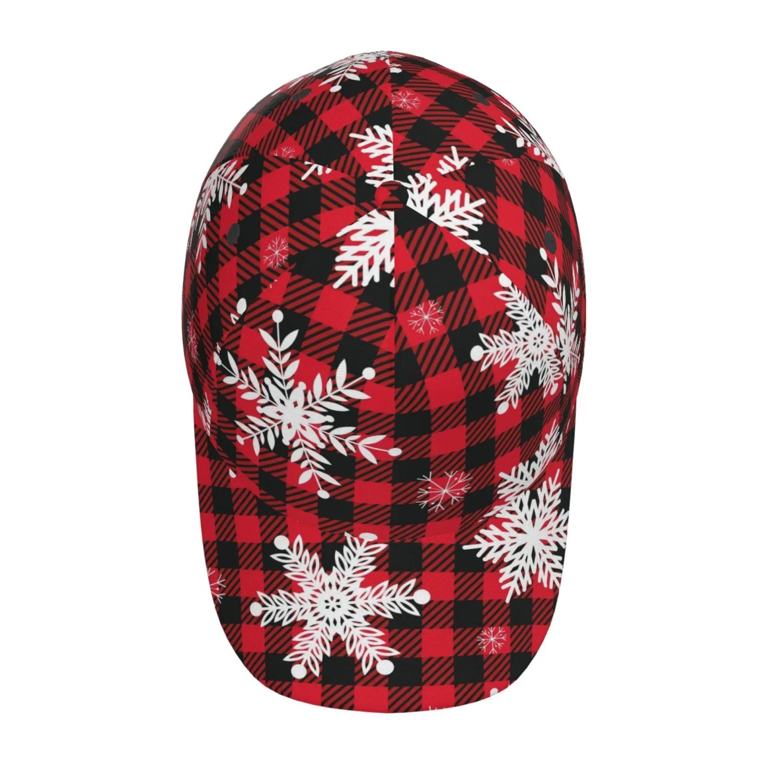 Balery Baseball Cap Adjustable Size for Running Workouts and Outdoor Activities All Seasons Dad Hat(Snowflakes On A Buffalo Plaid)