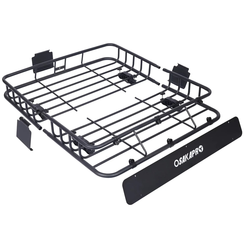 Universal Fit Black Steel Top Mount Roof Rack 43" Heavy-Duty Steel Condition - Rooftop Cargo Carrier Basket