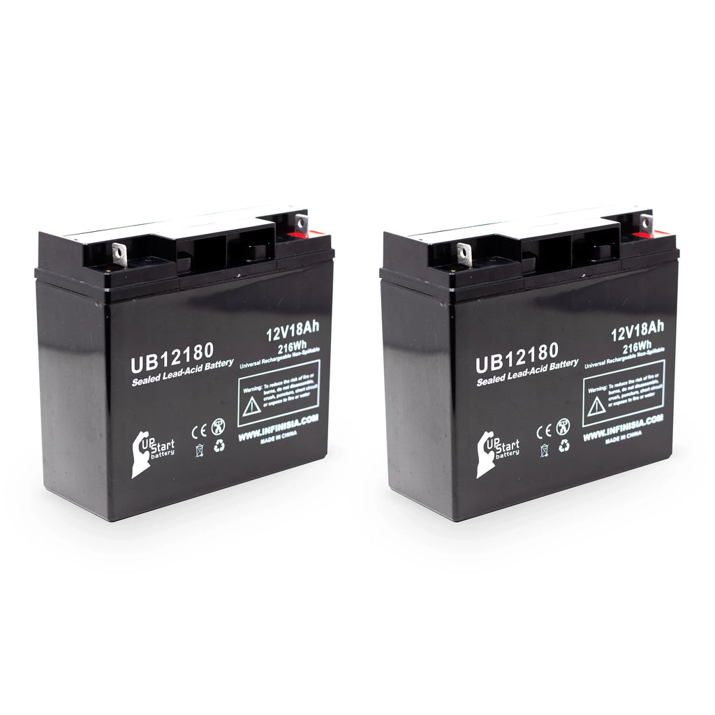 2x Pack - Matching GS / Portalac PX12180 Battery - Replacement UB12180 Universal Sealed Lead Acid Battery (12V, 18Ah, 18000mAh, T4 Terminal, AGM, SLA)