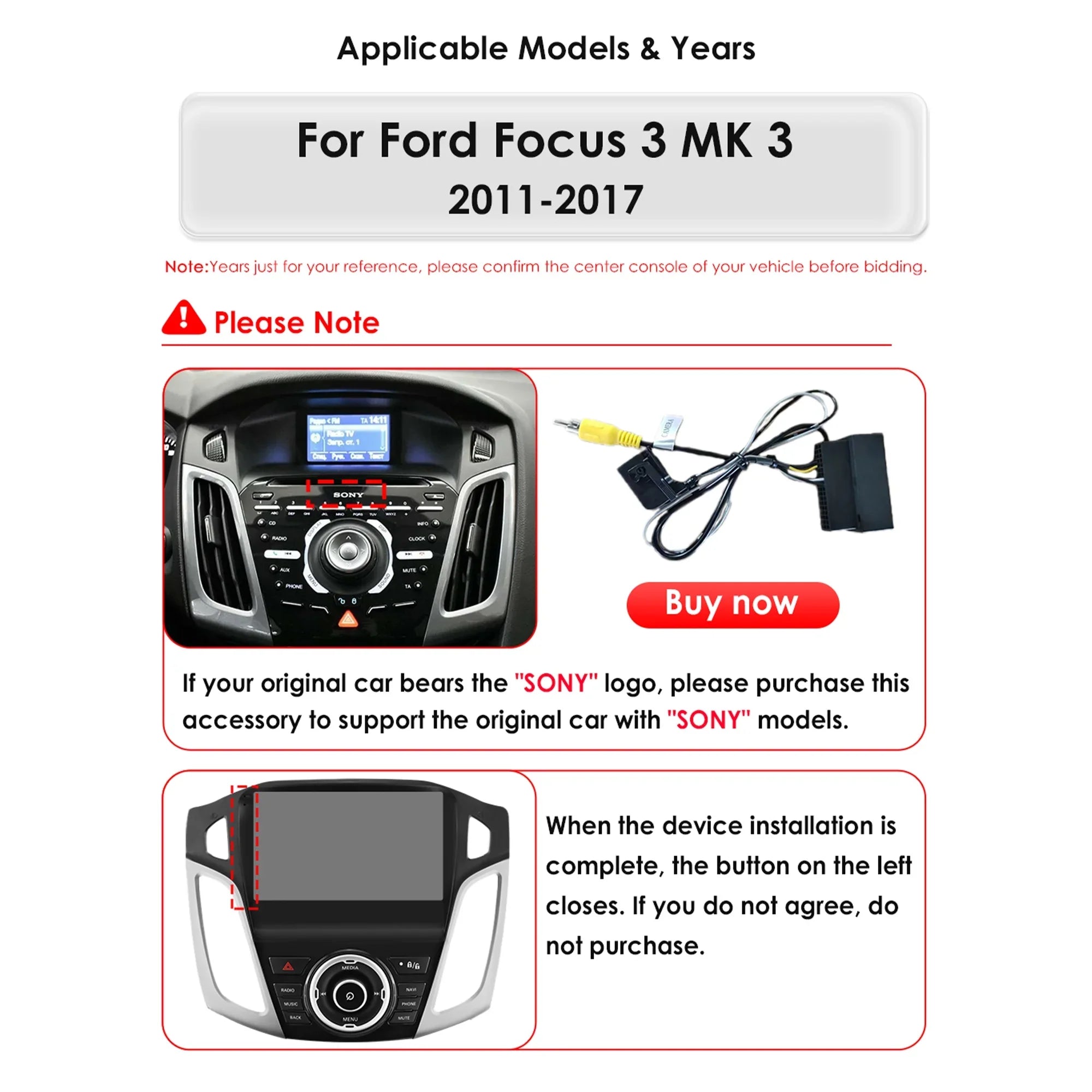 For Ford Focus 2012 2013 2014 2015 2016 2017 Android 12.0 Wifi 2+32GB Car Stereo Radio Head Unit GPS Navigation RDS Carplay Player