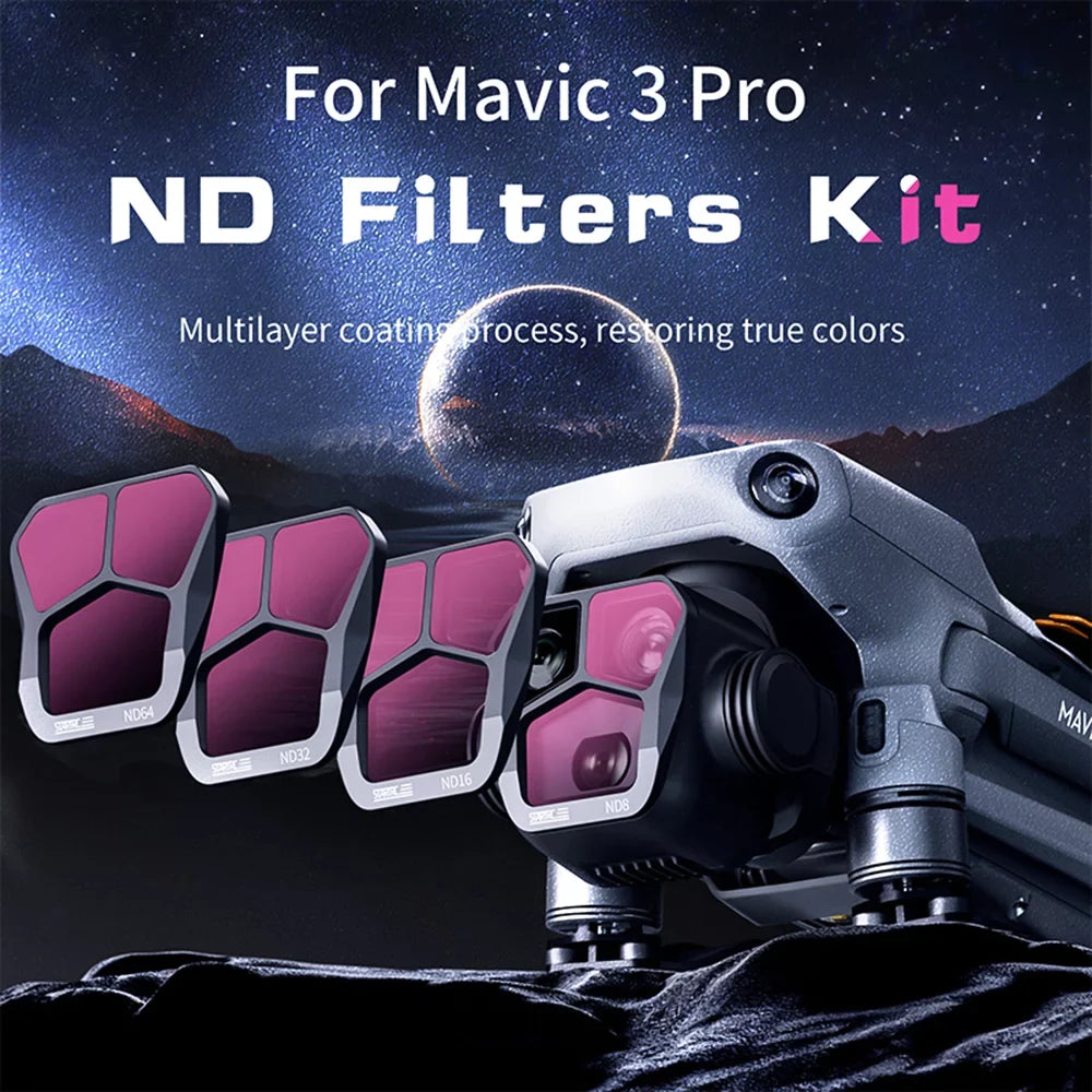 Dadypet Light Filter for DJI Mavic 3 Pro - 4-Pack ND8/16/32/64 Lens Filter Set