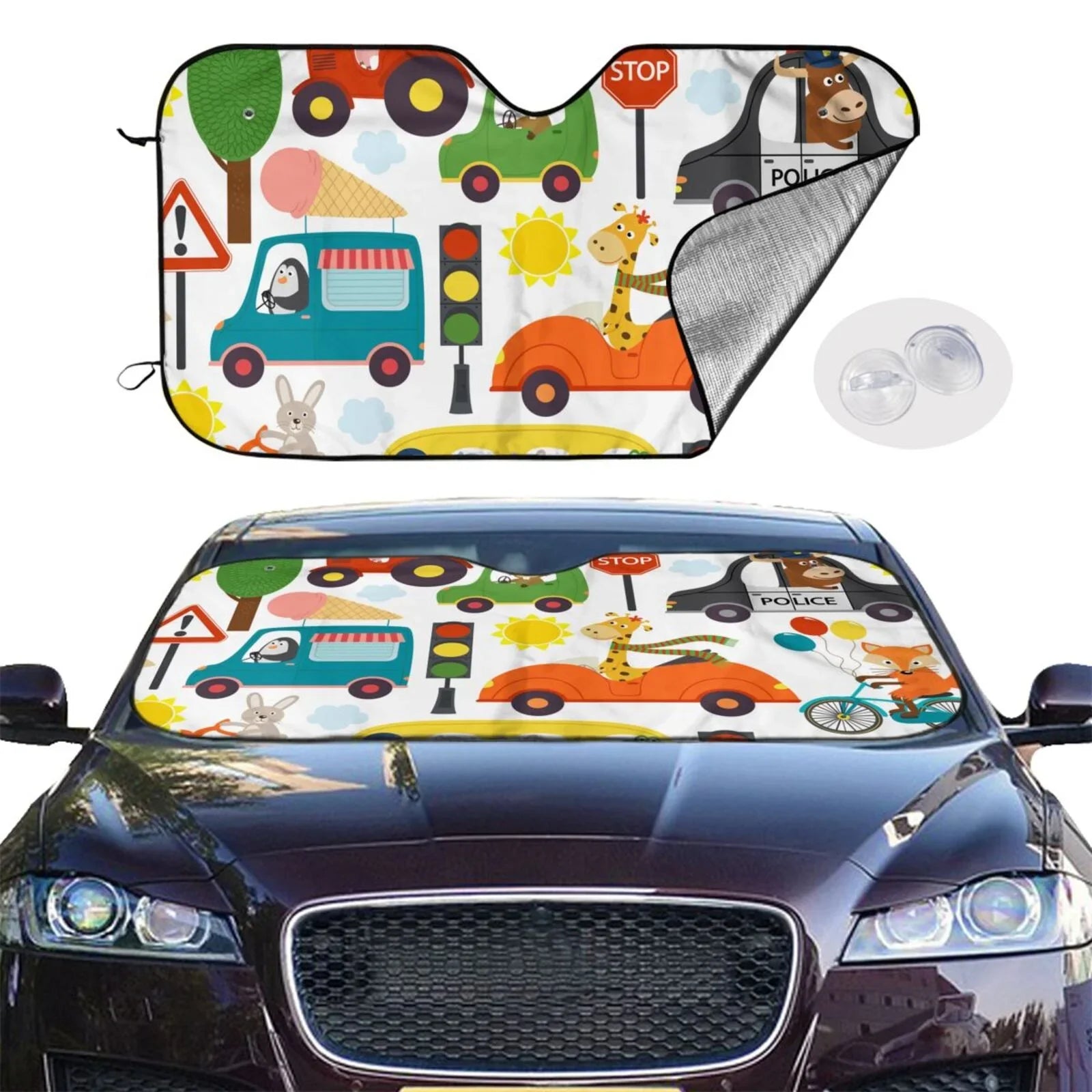 Balery Transports With Animals Windshield Sun Shade, Car Front Window Sunshade Protection ,Automotive Interior Portected Blocks Uv Rays For Car Pickup Truck Suv Accessories- Small