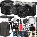 Sony a7C Mirrorless Full Frame Camera Body with Sony FE 50mm F2.5 G Compact Lens SEL50F25G Silver ILCE7C/S Bundle with Deco Gear Photography Backpack Case + Microphone + LED + Monopod and Accessories