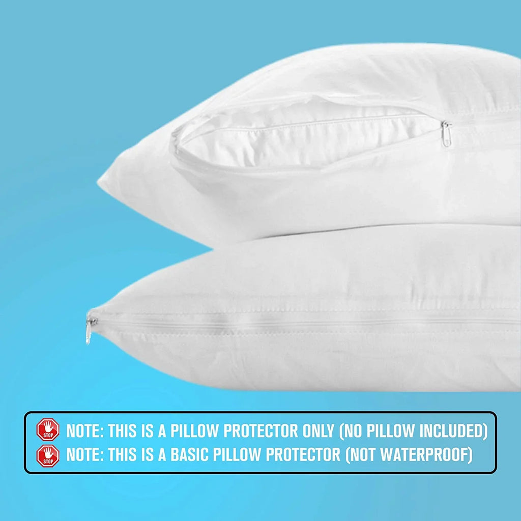 Poly-Cotton Zippered Pillow Wrap - Standard Size Pillow Protector - Protects from Dirt, Dust, and Debris - 12 Pack