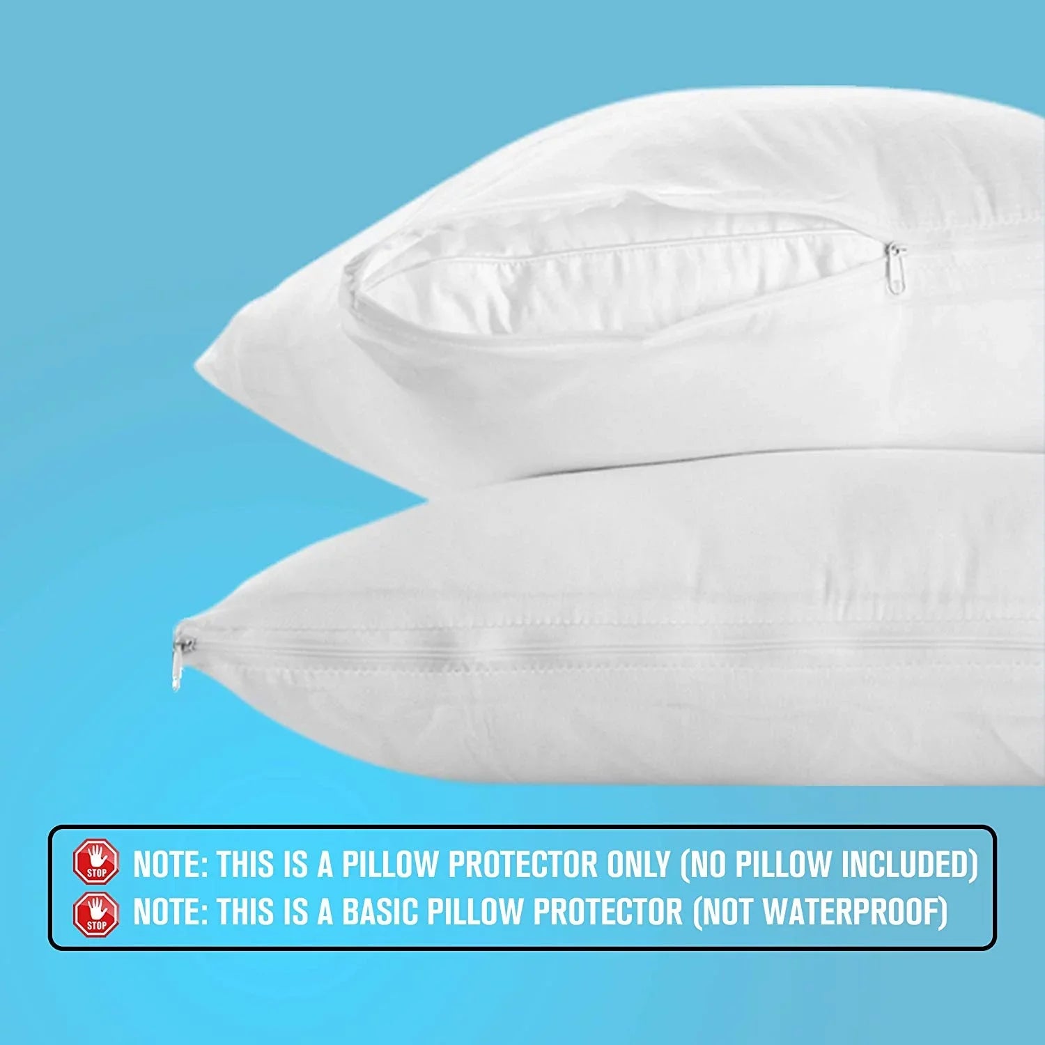 Poly-Cotton Zippered Pillow Wrap - Standard Size Pillow Protector - Protects from Dirt, Dust, and Debris - 12 Pack
