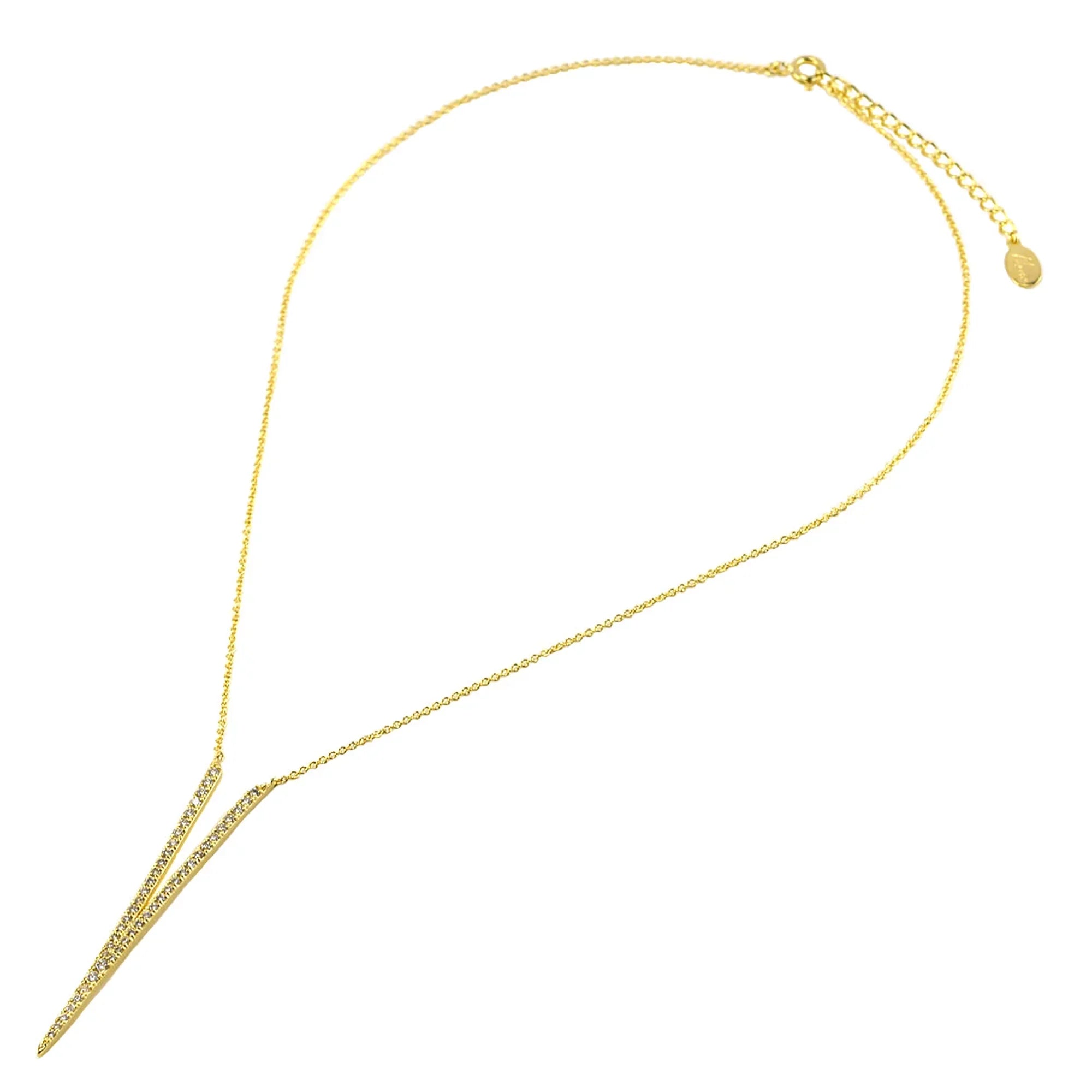 Blue Box Boutique Inc Cubic Zirconia Gold Pointed V Drop Pendant Necklace for Women, Teens