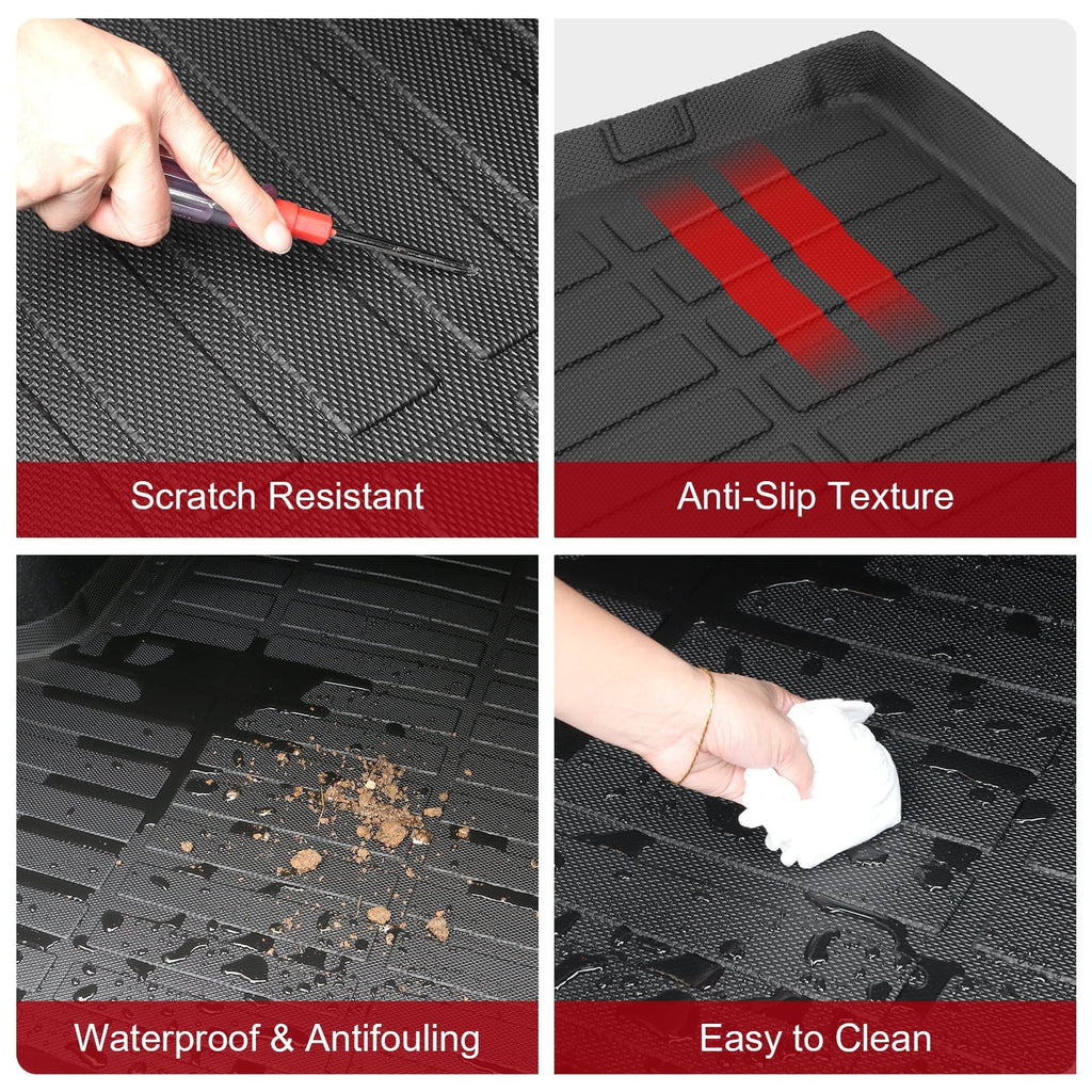Ikon Motorsports Trunk Mat Suitable With 2021-2023 Jeep Wrangler 4xe, Black 3D Molded Car Rear Carpets Liner Protection TPE Thermo Plastic Elastomer All Climate Boot Tray Wrap Protector Pad