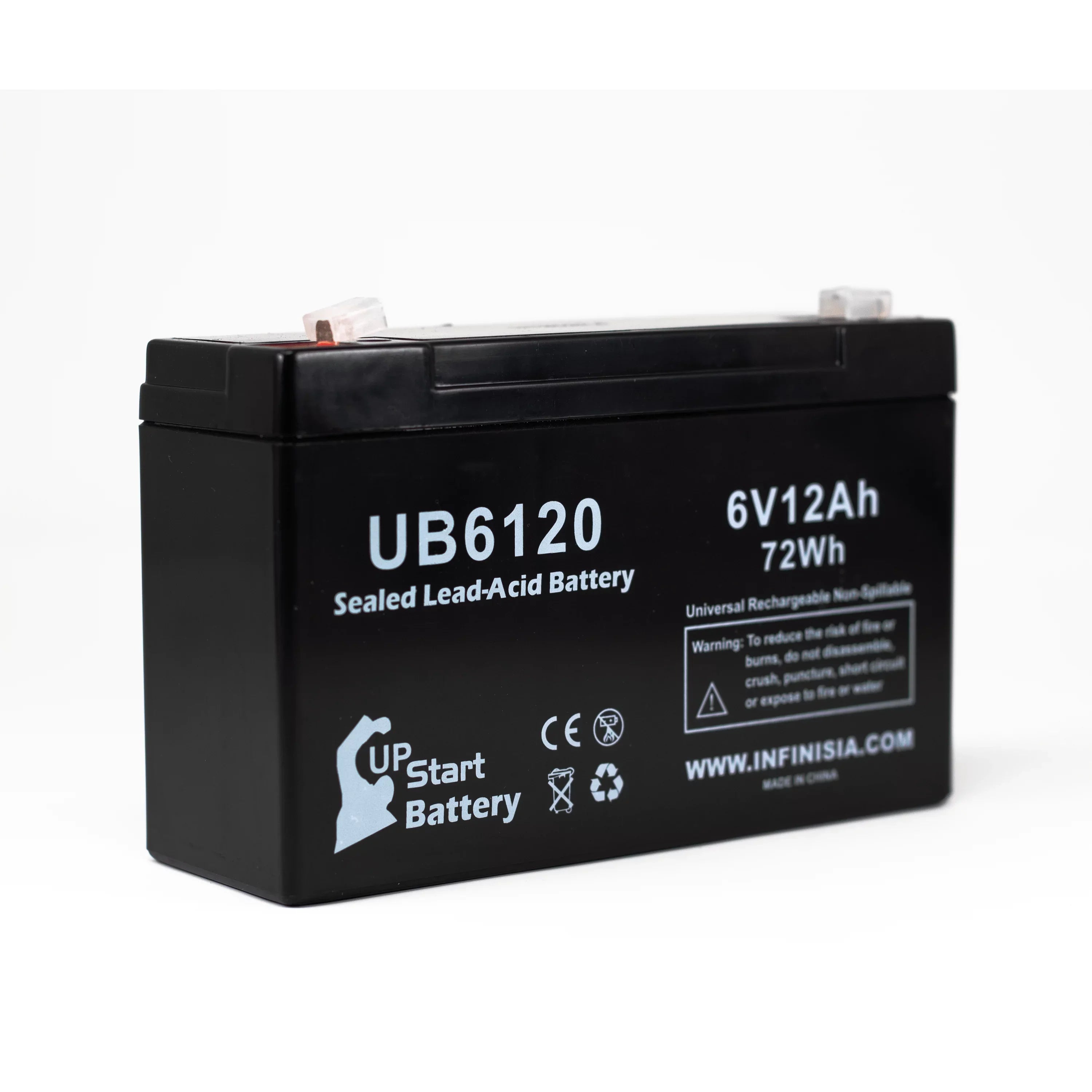 3x Pack - Suitable Tripp-Lite 850 Battery - Replacement UB6120 Universal Sealed Lead Acid Battery (6V, 12Ah, 12000mAh, F1 Terminal, AGM, SLA) - Includes 6 F1 to F2 Terminal Adapters