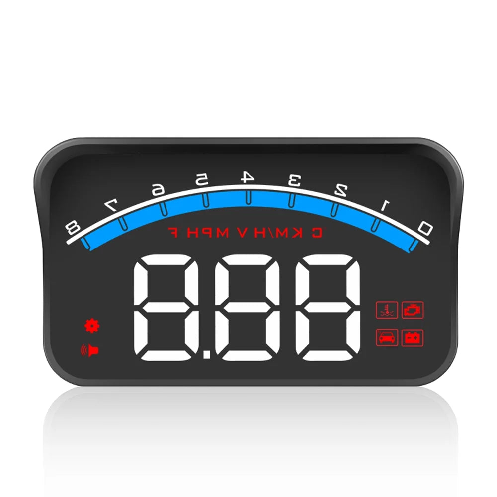 Carevas Universal M6S Car HUD Display ODB II Speedometer Tachometer Speed/Water Temperature/Voltage LED Head Up Display Projector Auto Truck SUV RV 3.5"