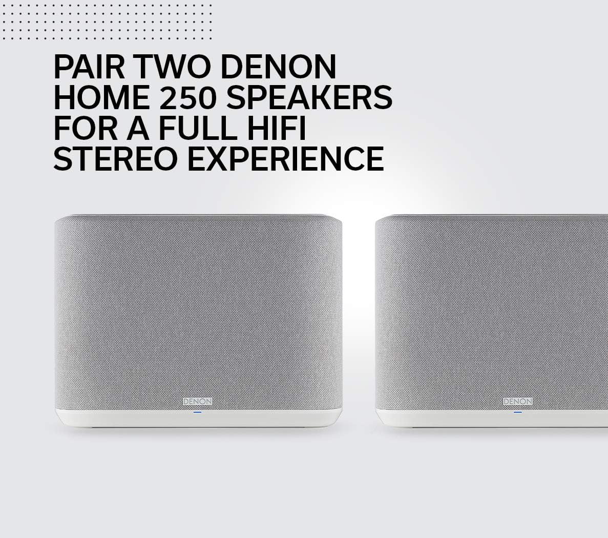 Denon Home 250 White Built in Heos Wireless Bluetooth Speaker with an Additional 1 Year Shield by Epic Protect (2020)