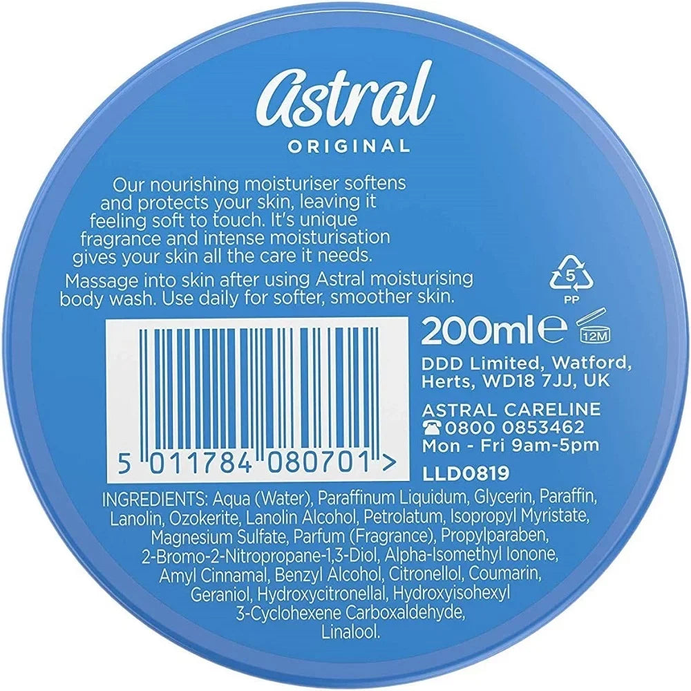 Astral Face & Body Intensive Moisturiser Cream Original 200ml (Pack of 2)