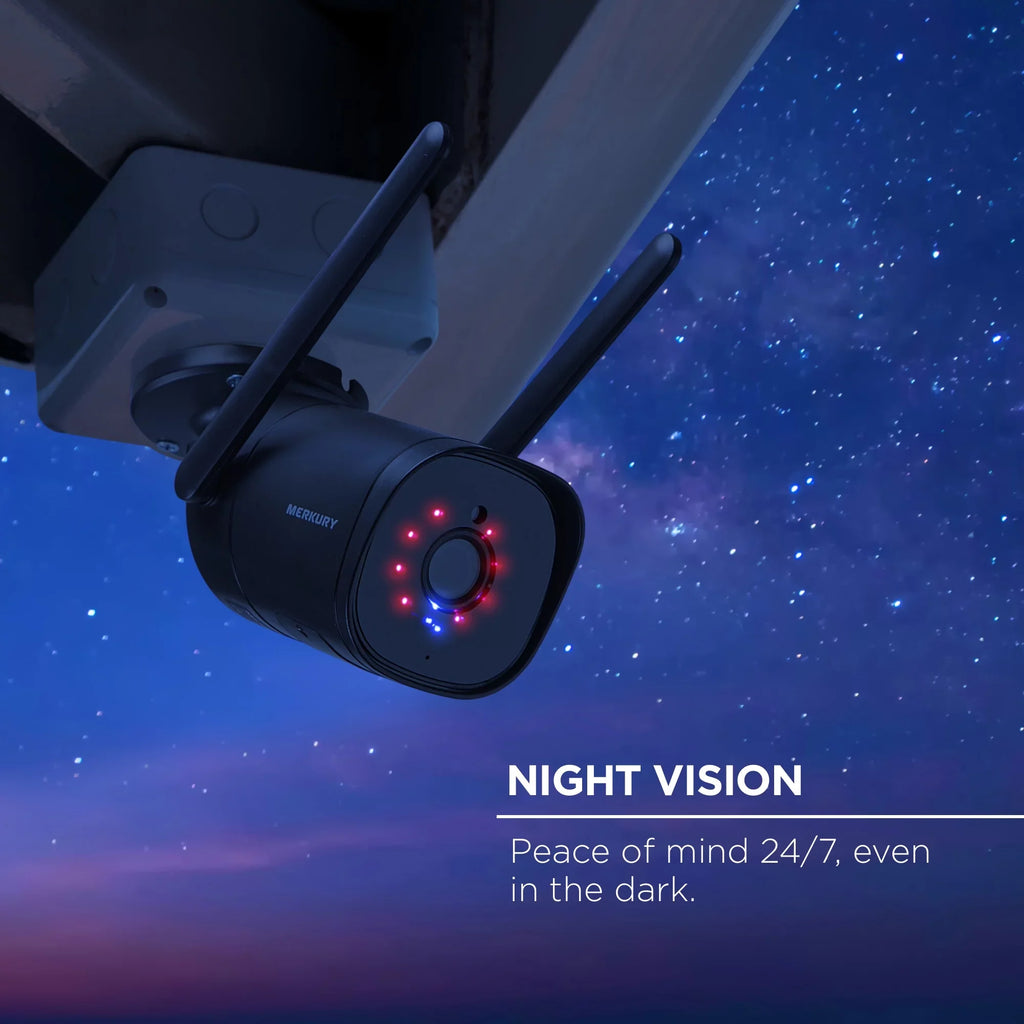 Merkury Smart 1080P Smart Outdoor Security Camera - Condition Night Vision, 2-Way Audio, Black, Wi-Fi